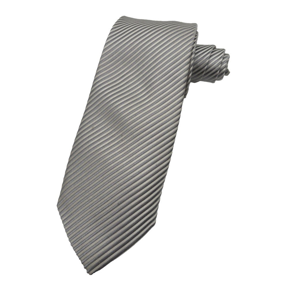 David Donahue Tie 100% Sterling Silk REPP Textured Luxury White Gray 62+ EUC